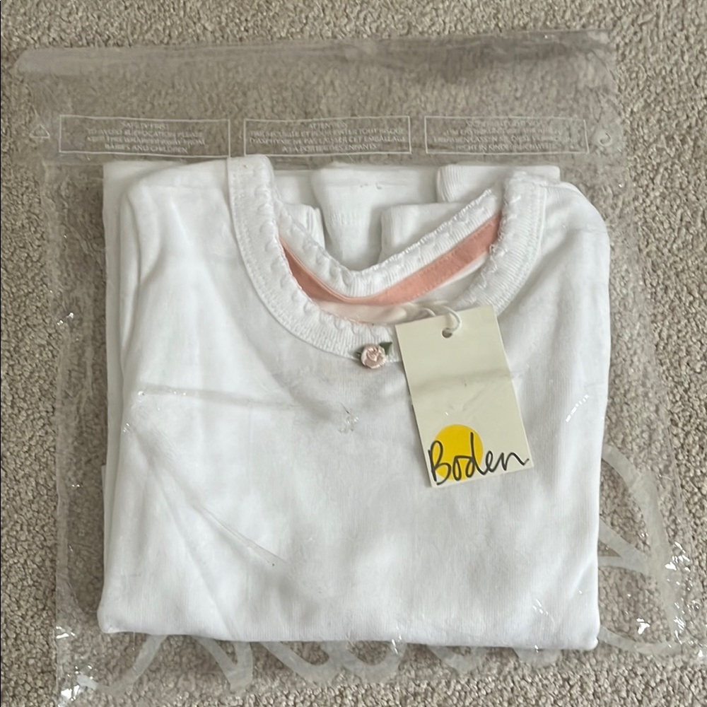 Boden White and Pink Top